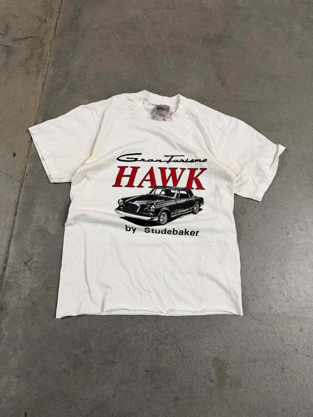 Vintage Studebaker Gran Turismo Hawk T-Shirt Size M White